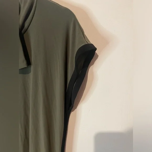 Joseph Ribkoff Olive Green Cowl Neck Tunic Dress Asymmetrical Handkerchief Neck - Picture 3 of 10